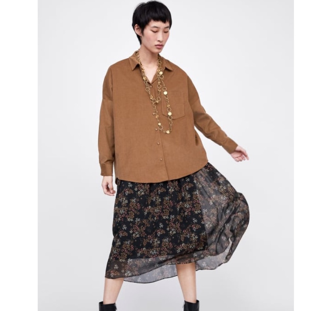 Zara Oversized Corduroy Button Down size S